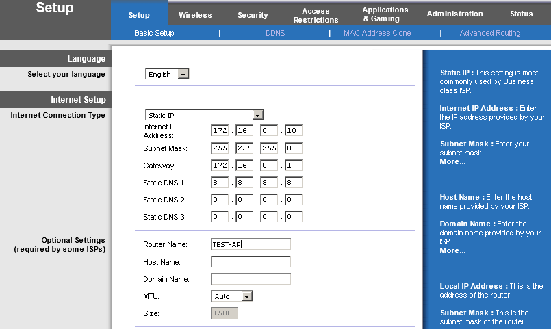 Webinterface AP